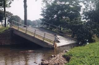 Destroyed bridge on river Bobritzsch by Friedersdorf