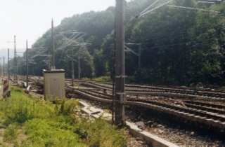 Railway for ICE Erfurt-Dresden,  in wood hidden the "Weisseritz"